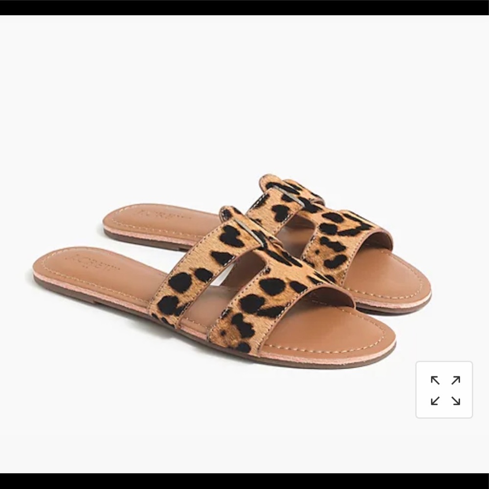 J Crew leopard slide sandals